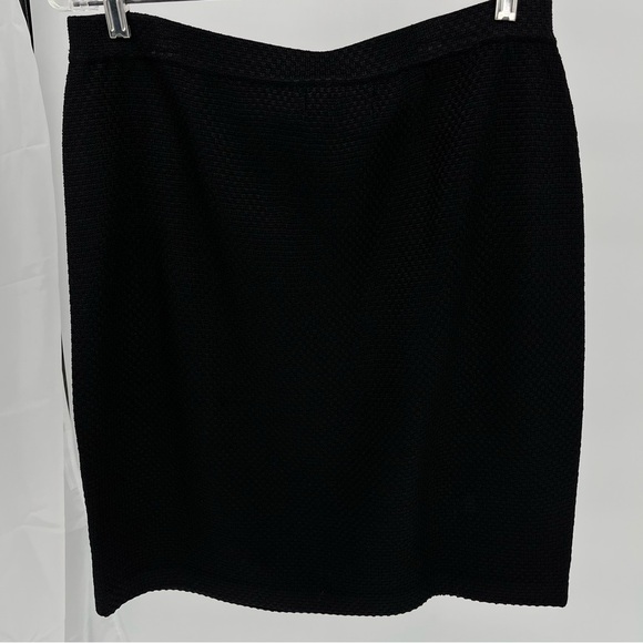 St. John Collection Santana Knit Blazer Suit Set Size 14 Black Gold Buttons - Picture 9 of 11